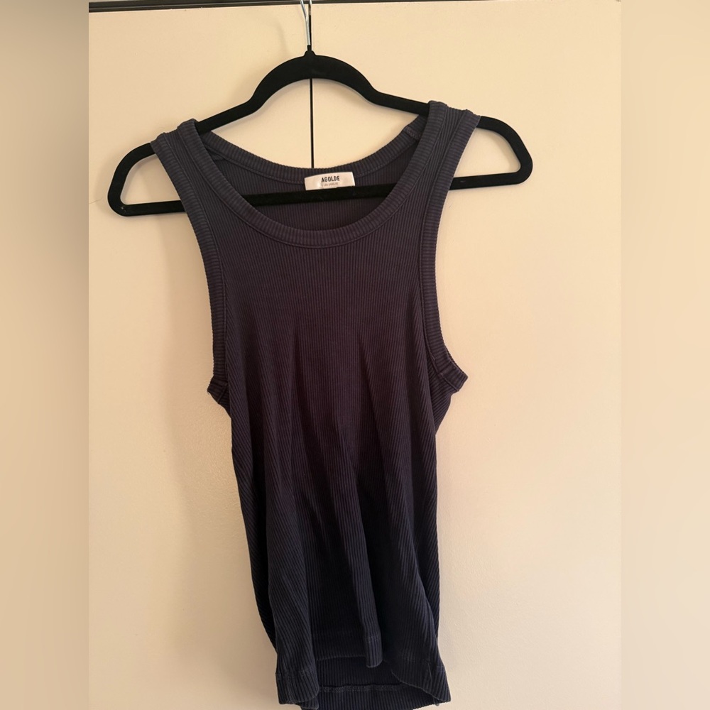 Agolde ribbed tank in navy - Picture 3 of 5